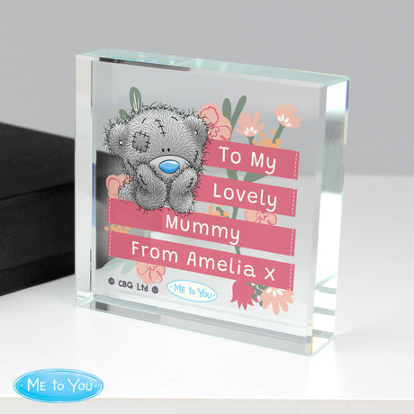 Personalised Me To You Floral Crystal Token