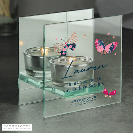 Personalised Hotchpotch Butterfly Mirrored Tealight Holder
