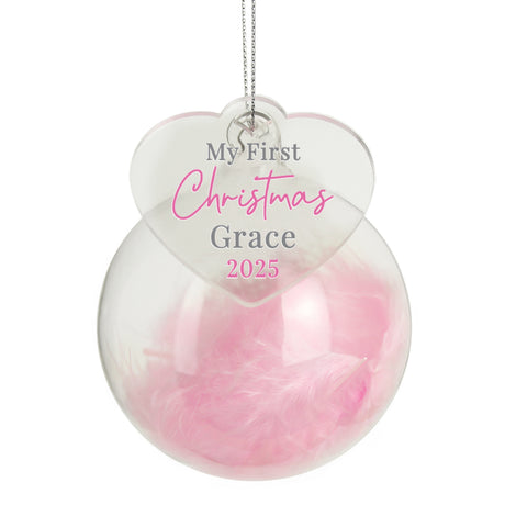 Personalised My 1st Christmas Pink Feather Bauble - Shop At Gift Moments - 4