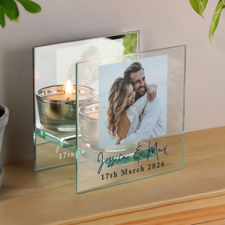 Personalised Photo Upload Mirrored Glass Tealight Holder - Shop Candle Holders At Gift Moments - 1
