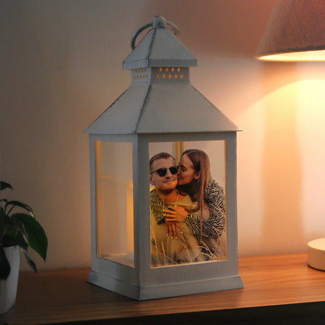 Personalised Photo Upload White Lantern - Shop LED Lighting At Gift Moments - 1