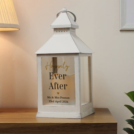 Personalised Black & Gold Heart White Lantern - Shop LED Lighting At Gift Moments - 3