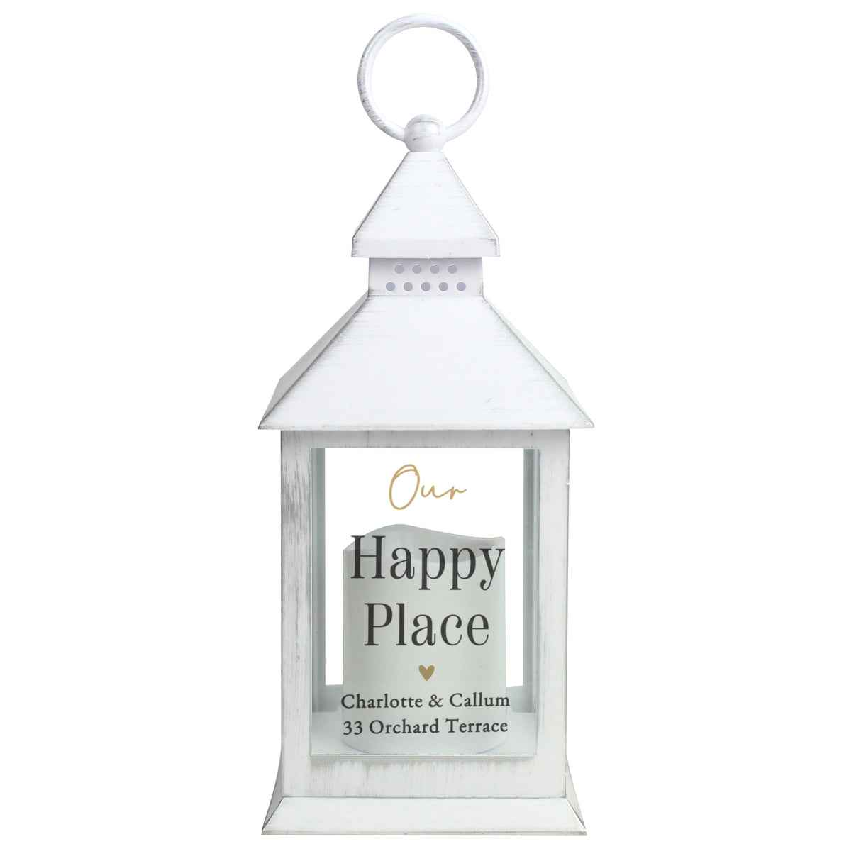 Personalised Black & Gold Heart White Lantern - Shop LED Lighting At Gift Moments - 4