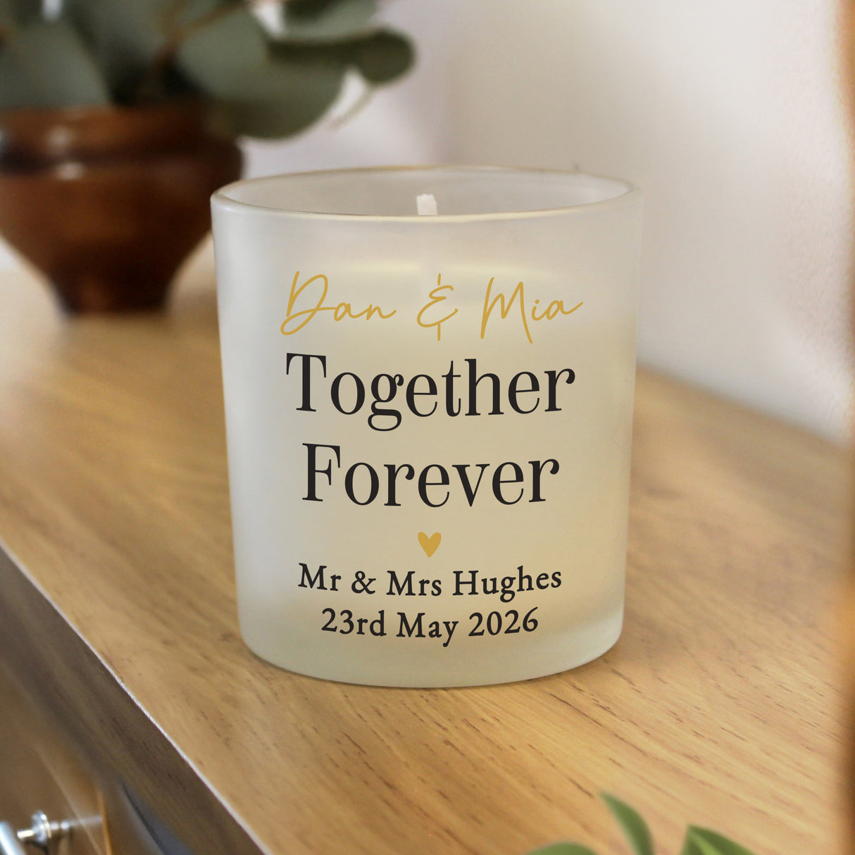 Personalised Black & Gold Heart Frosted Candle - Shop Candles At Gift Moments - 3