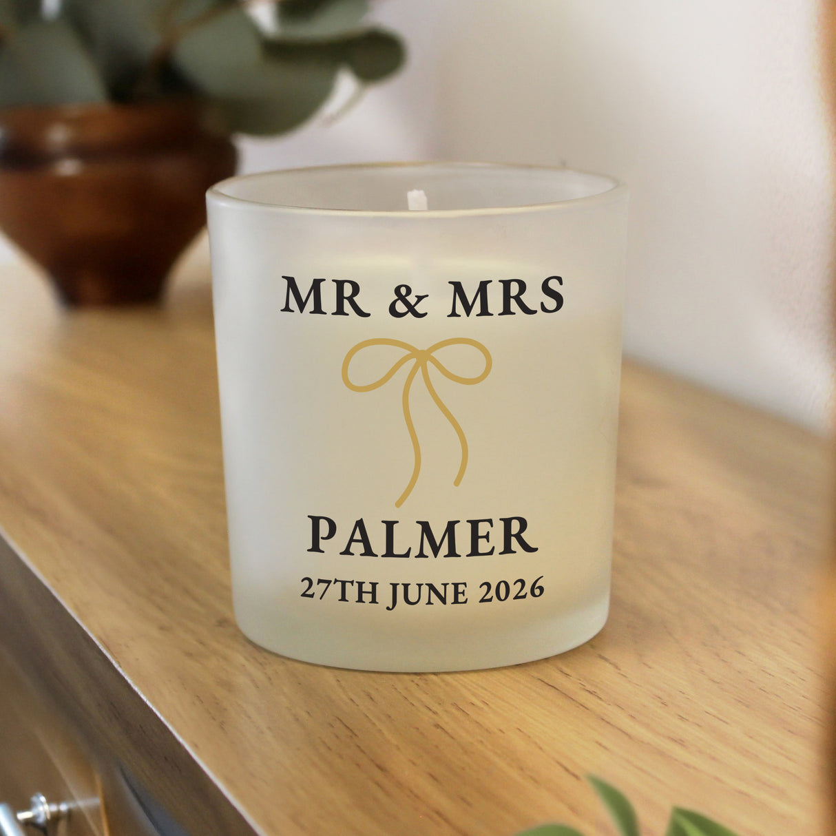 Personalised Black & Gold Bow Frosted Candle - Shop Candles At Gift Moments - 3
