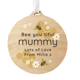 Personalised Bee Round Wooden Decoration