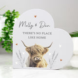 Personalised Highland Cow Wooden Heart Ornament - Shop At Gift Moments - 1