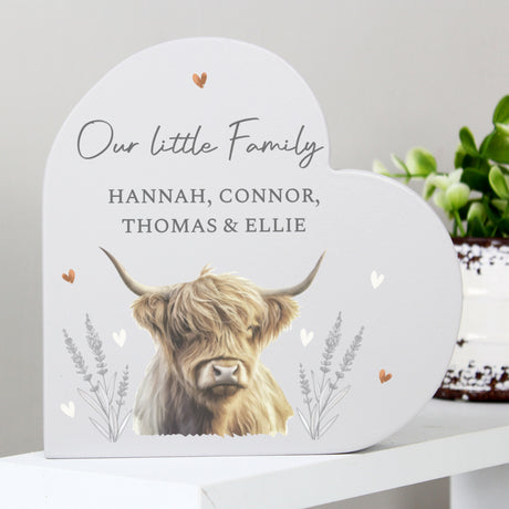 Personalised Highland Cow Wooden Heart Ornament - Shop At Gift Moments - 4