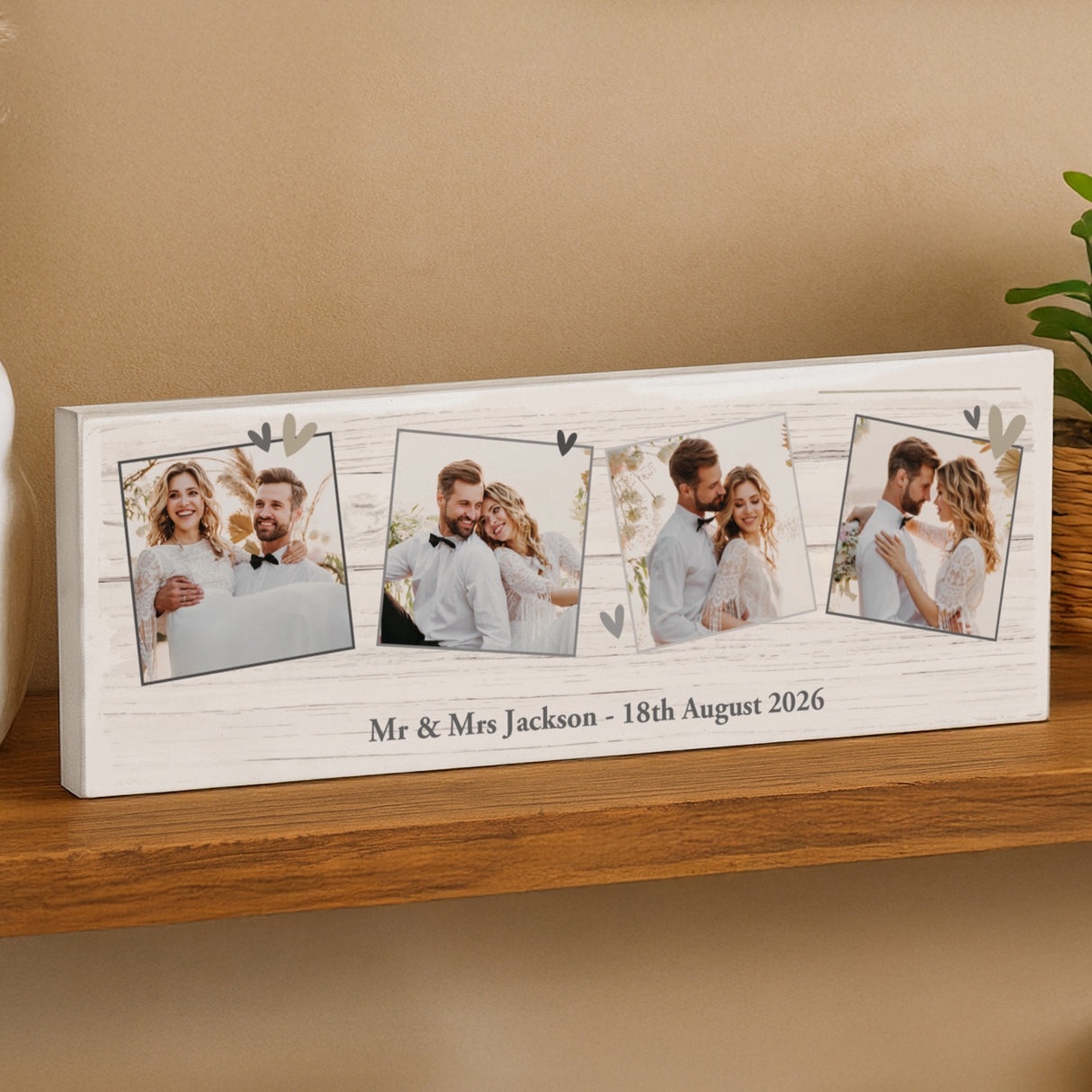Personalised Photo Upload Hearts Mantel Block - Shop Ornaments At Gift Moments - 2