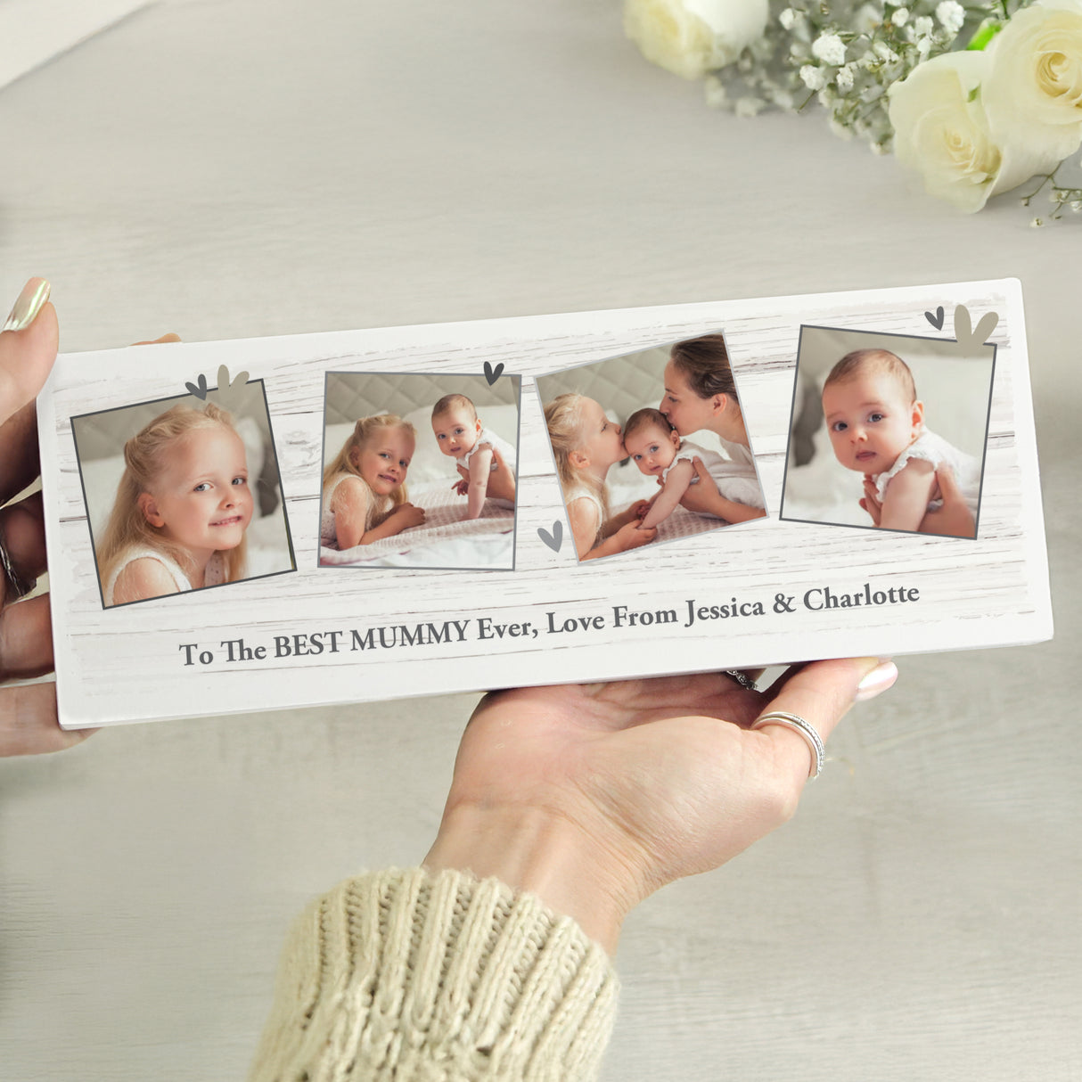 Personalised Photo Upload Hearts Mantel Block - Shop Ornaments At Gift Moments - 4