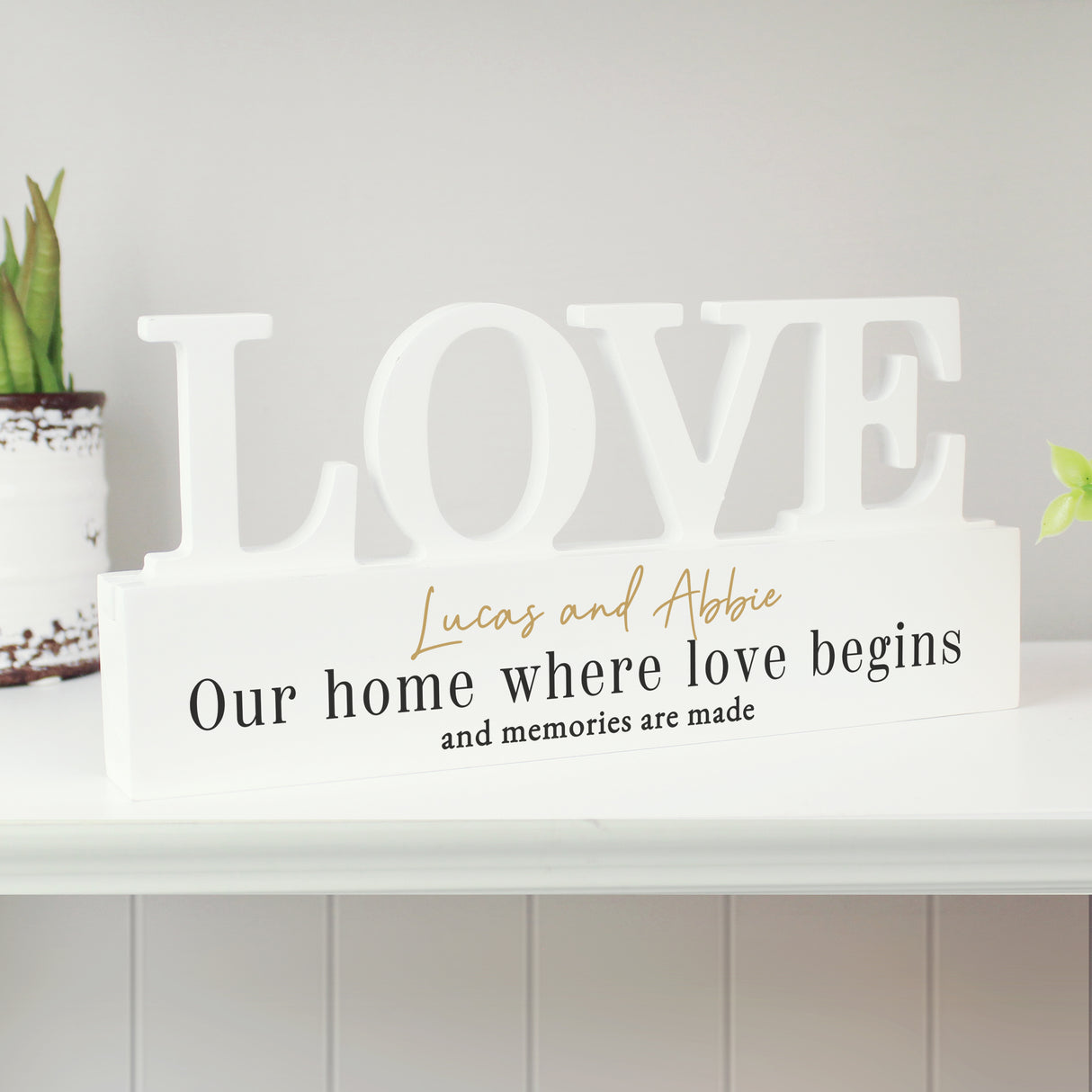 Personalised Black & Gold Free Text LOVE Word Plaque - Shop Ornaments At Gift Moments - 1