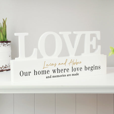 Personalised Black & Gold Free Text LOVE Word Plaque - Shop Ornaments At Gift Moments - 1