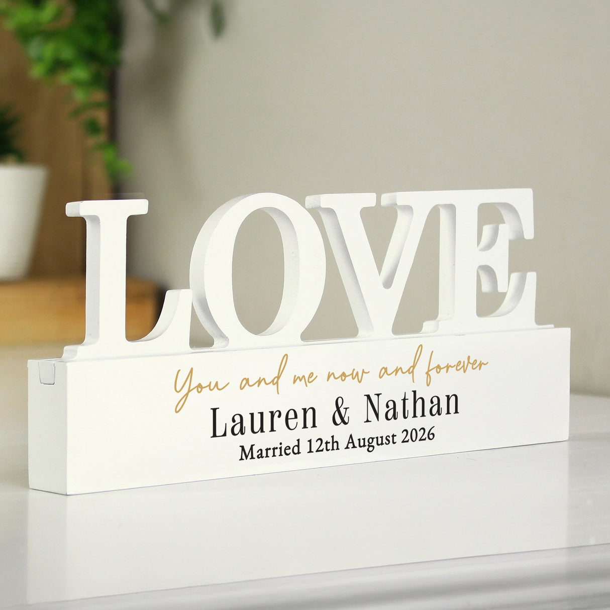 Personalised Black & Gold Free Text LOVE Word Plaque - Shop Ornaments At Gift Moments - 3