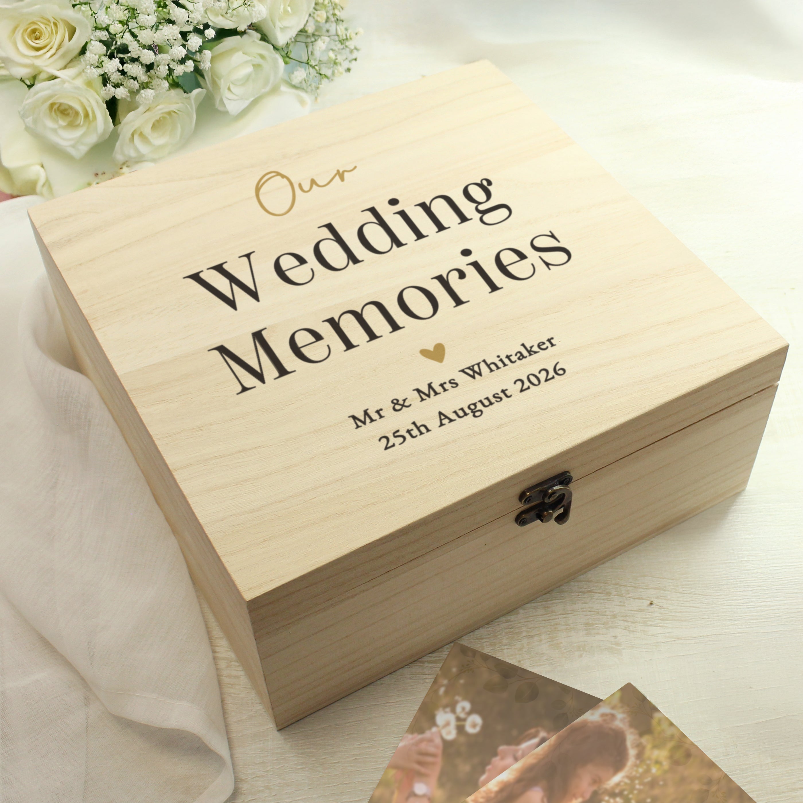 Personalised Black & Gold Free Text Wooden Keepsake Box - Shop Keepsake Boxes At Gift Moments - 1