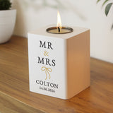 Personalised Black & Gold White Wooden Tealight - Shop Candle Holders At Gift Moments - 2