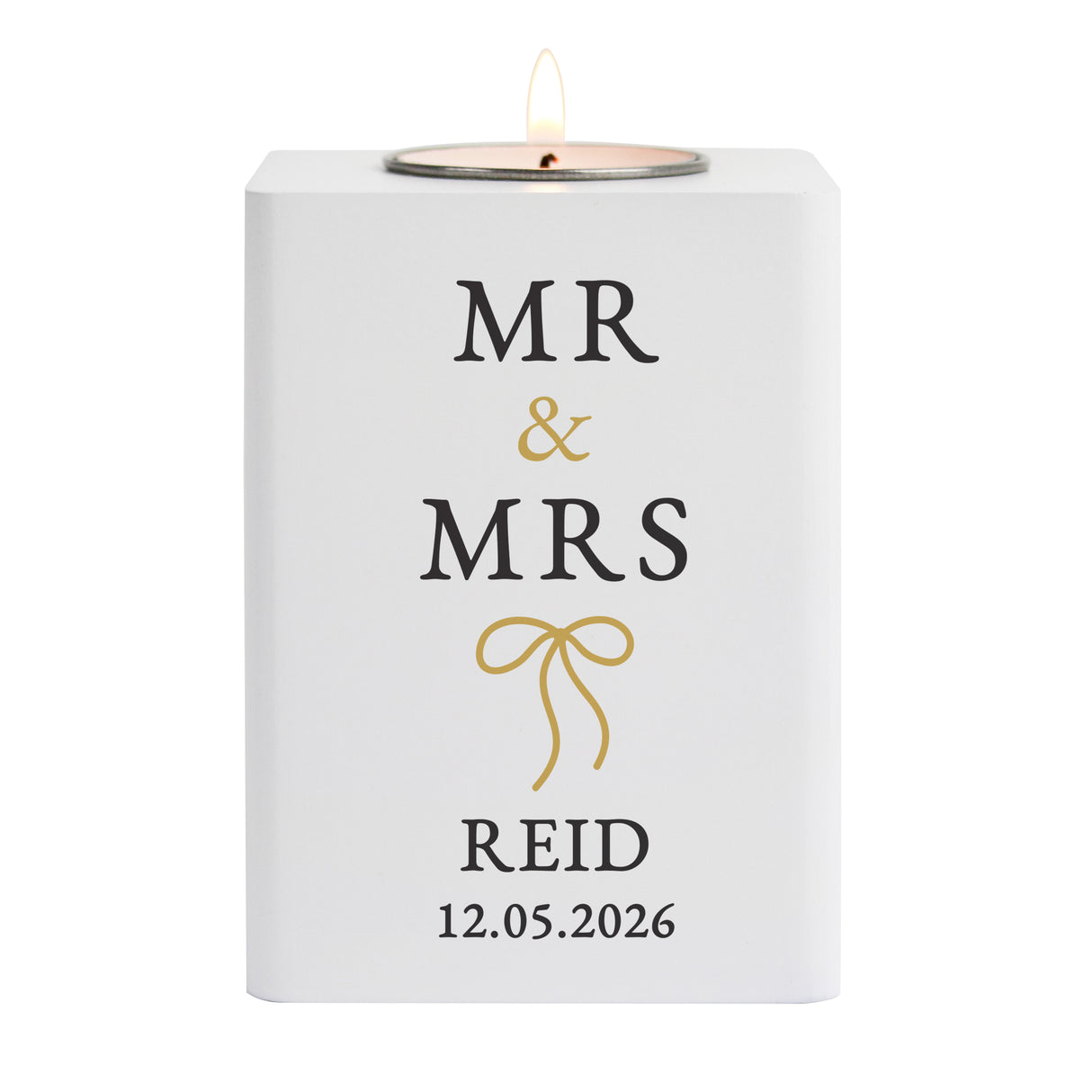 Personalised Black & Gold White Wooden Tealight - Shop Candle Holders At Gift Moments - 4