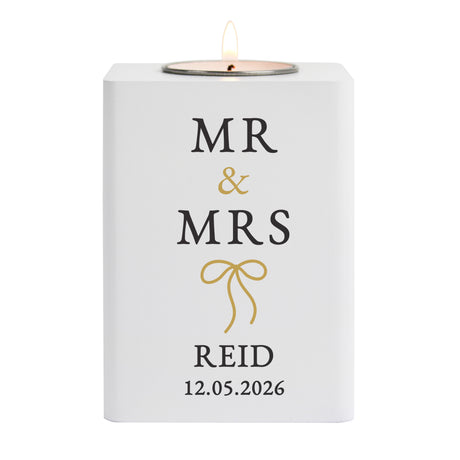 Personalised Black & Gold White Wooden Tealight - Shop Candle Holders At Gift Moments - 4