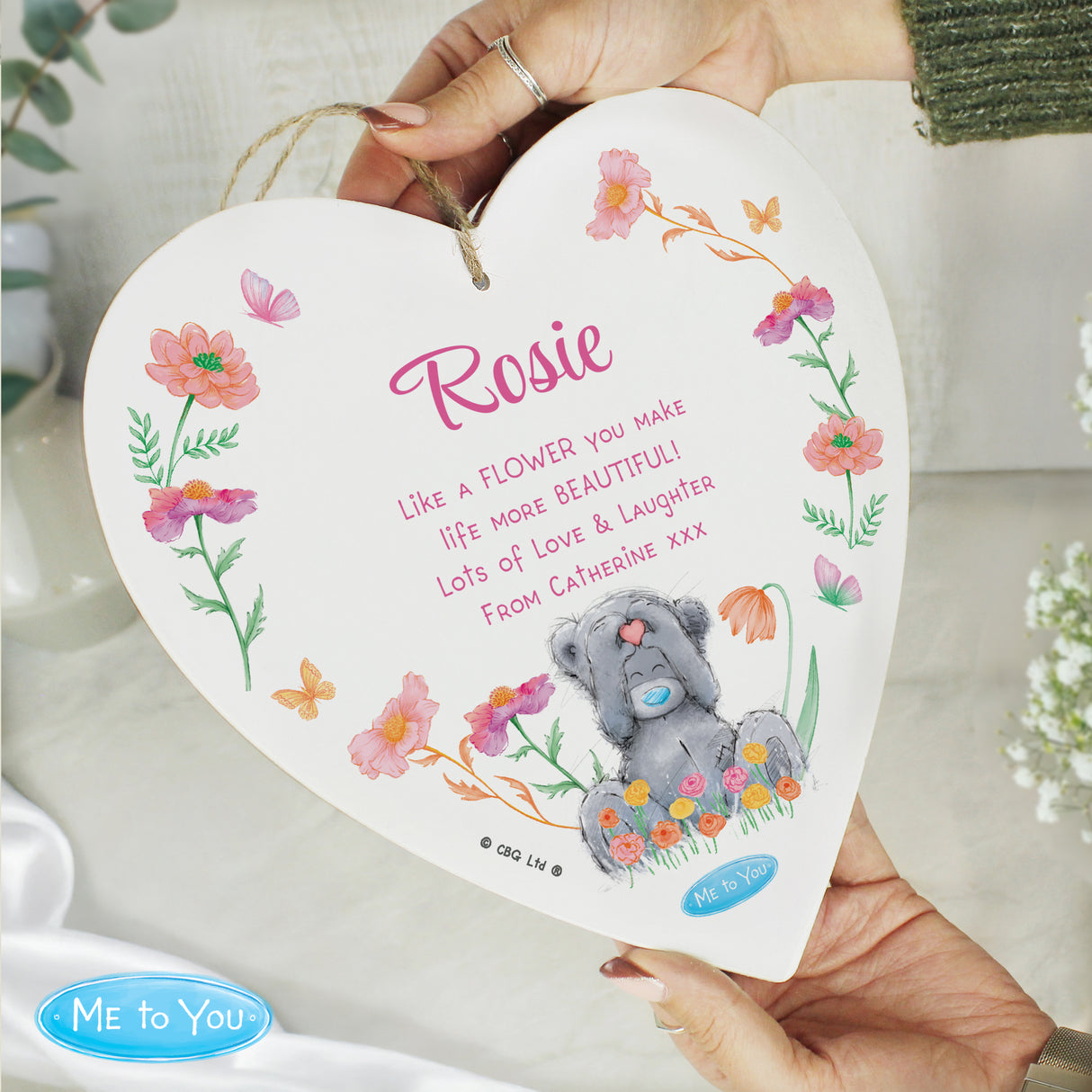Personalised Me to You Flowery Hanging Heart Ornament - Shop Hanging Decorations At Gift Moments - 1