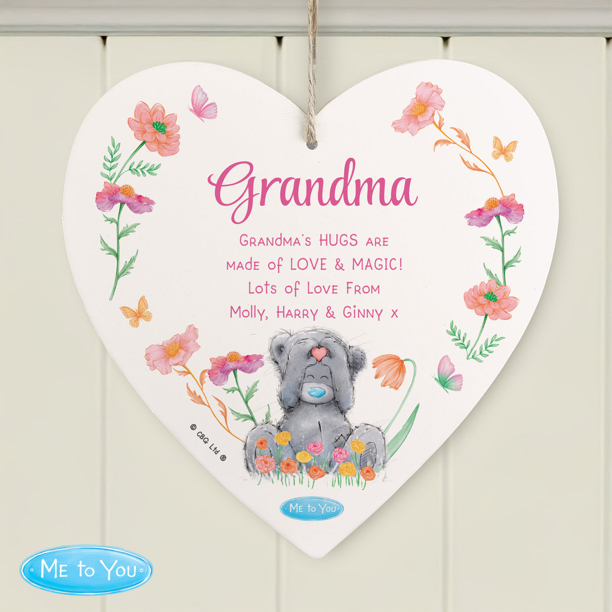 Personalised Me to You Flowery Hanging Heart Ornament - Shop Hanging Decorations At Gift Moments - 3