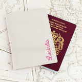 Personalised Pink Name Cream Passport Holder