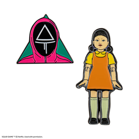 Set of 2 Pins Young-Hee & Squid Game Soldier - Shop Badges At Gift Moments - 2
