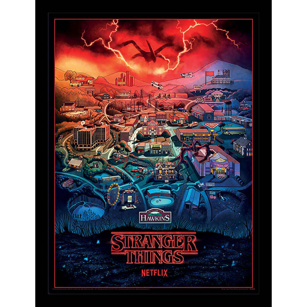 Stranger Things Framed Picture 16 x 12 Hawkins - Shop Framed Prints At Gift Moments - 1