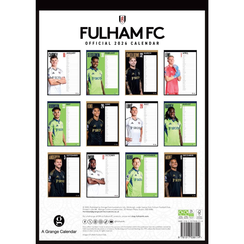 Fulham FC A3 Calendar 2026 - Shop Calendars At Gift Moments - 4
