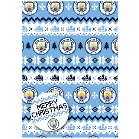 Manchester City FC Christmas Gift Wrap - Shop Gift Wrap & Bags At Gift Moments - 1