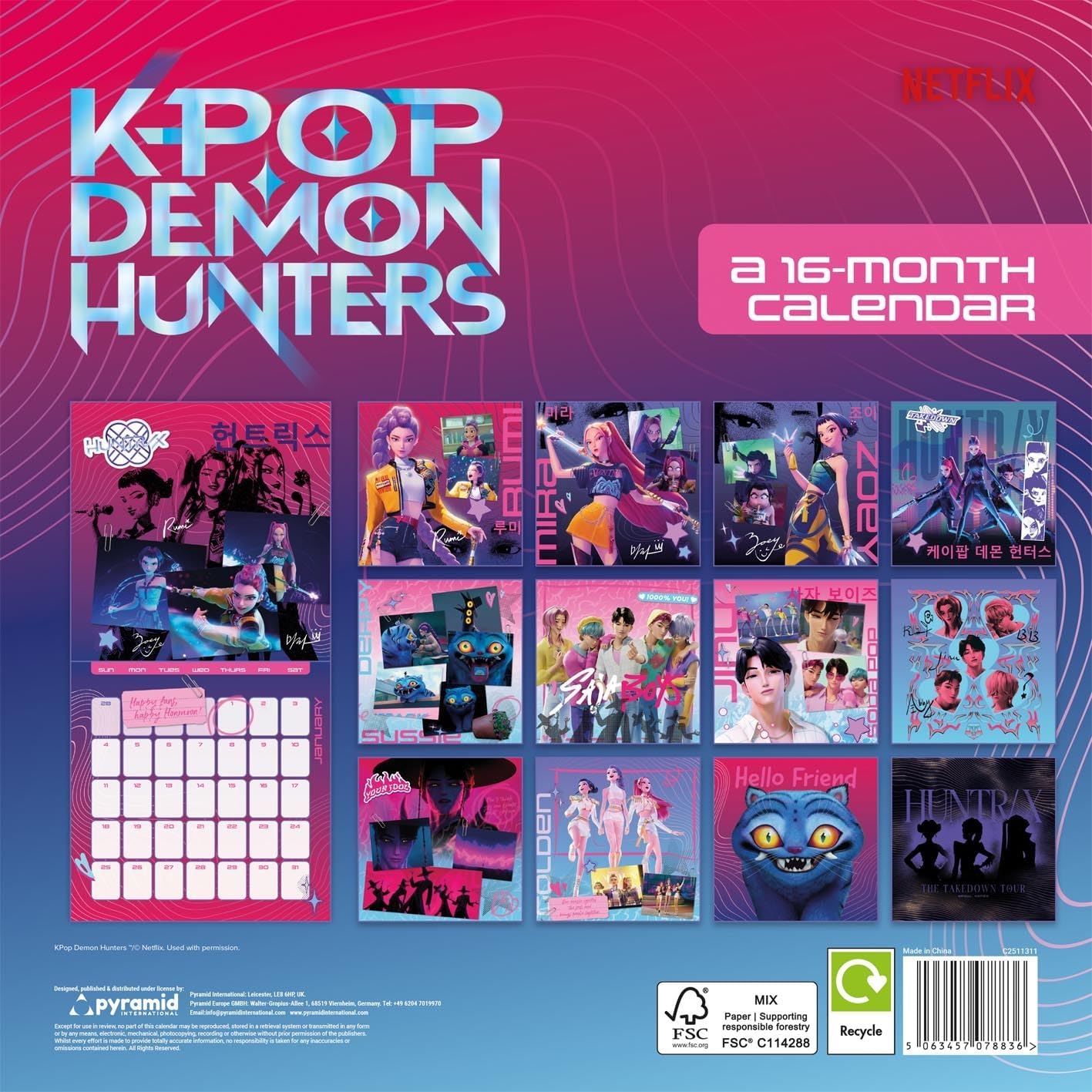 K-Pop Demon Hunters Huntrix Square Calendar 2026 - Shop Calendars At Gift Moments - 3