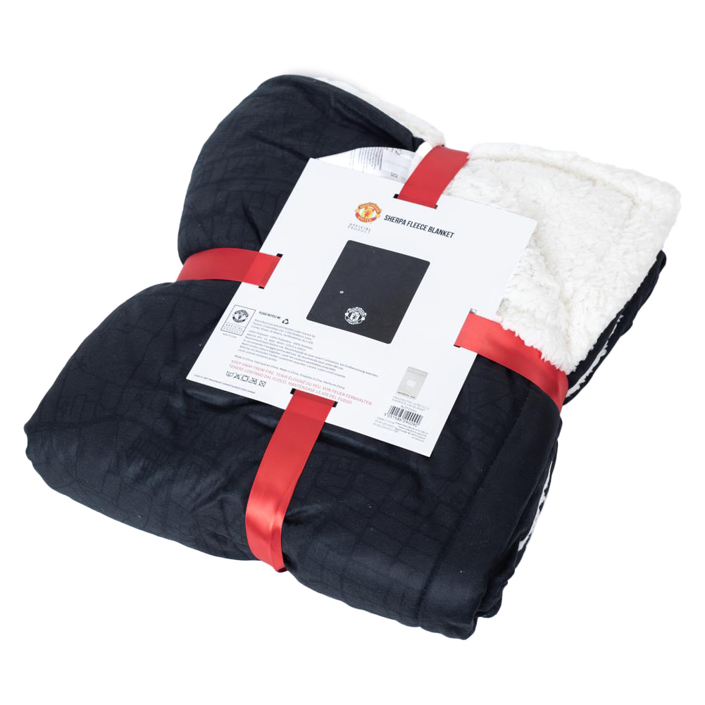 Manchester United FC Identity Sherpa Fleece Blanket - Shop Blankets At Gift Moments - 1