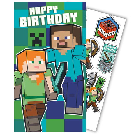 Minecraft Birthday Card With Stickers - Shop Greeting Cards At Gift Moments - 1