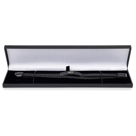 Aston Villa FC Black IP Leather Bracelet - Shop Bracelets At Gift Moments - 2