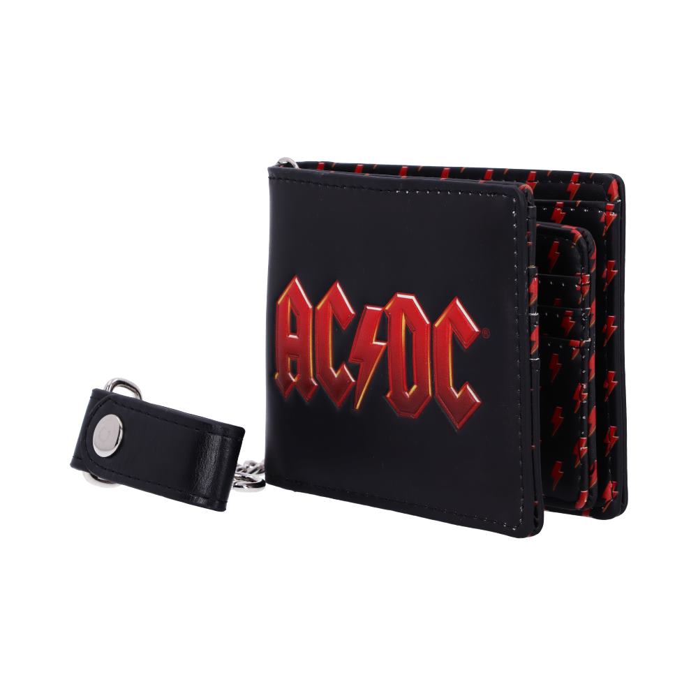 AC/DC Logo Leather Lightning Chained Wallet: 4 - Wallets By AC/DC