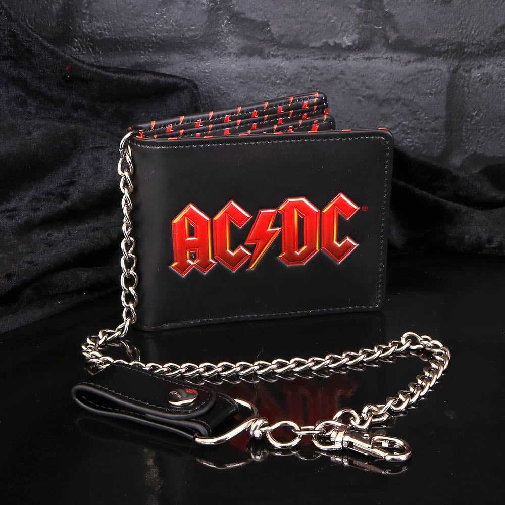 AC/DC Logo Leather Lightning Chained Wallet - Shop Wallets At Gift Moments - 1