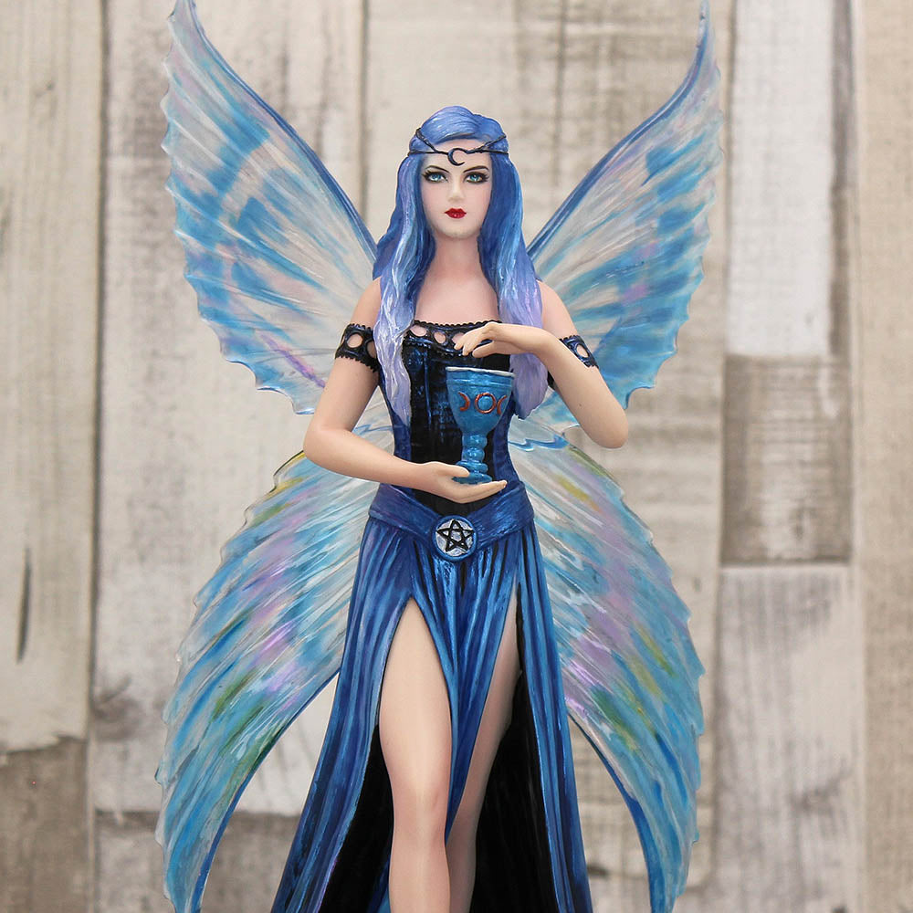 Anne Stokes Enchantment Blue Fairy with Goblet Figurine: 1 - Figurines Medium (15-29cm) By Anne Stokes