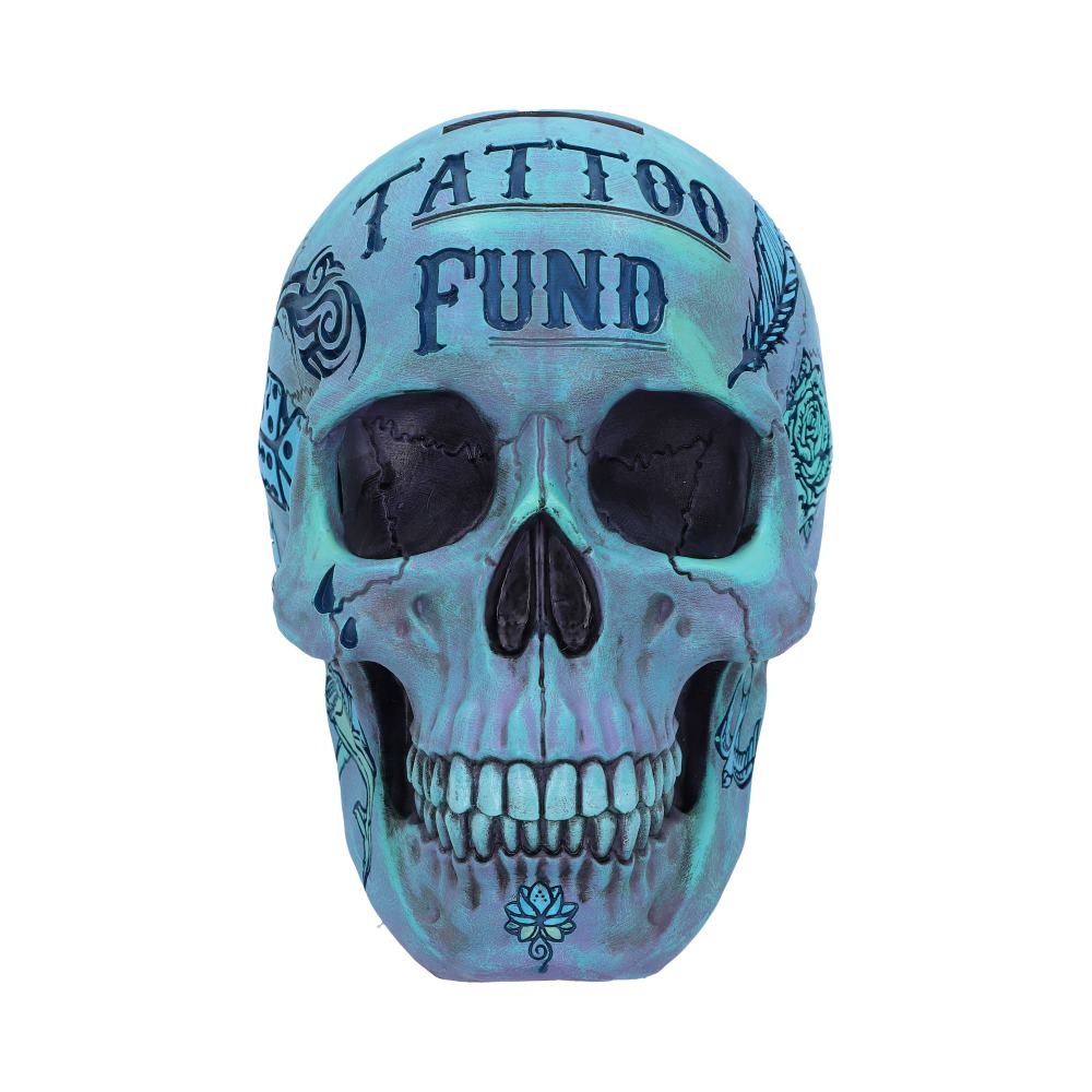 Aqua Blue Traditional Tribal Tattoo Fund Skull: 5 - Money Boxes By NN Designs