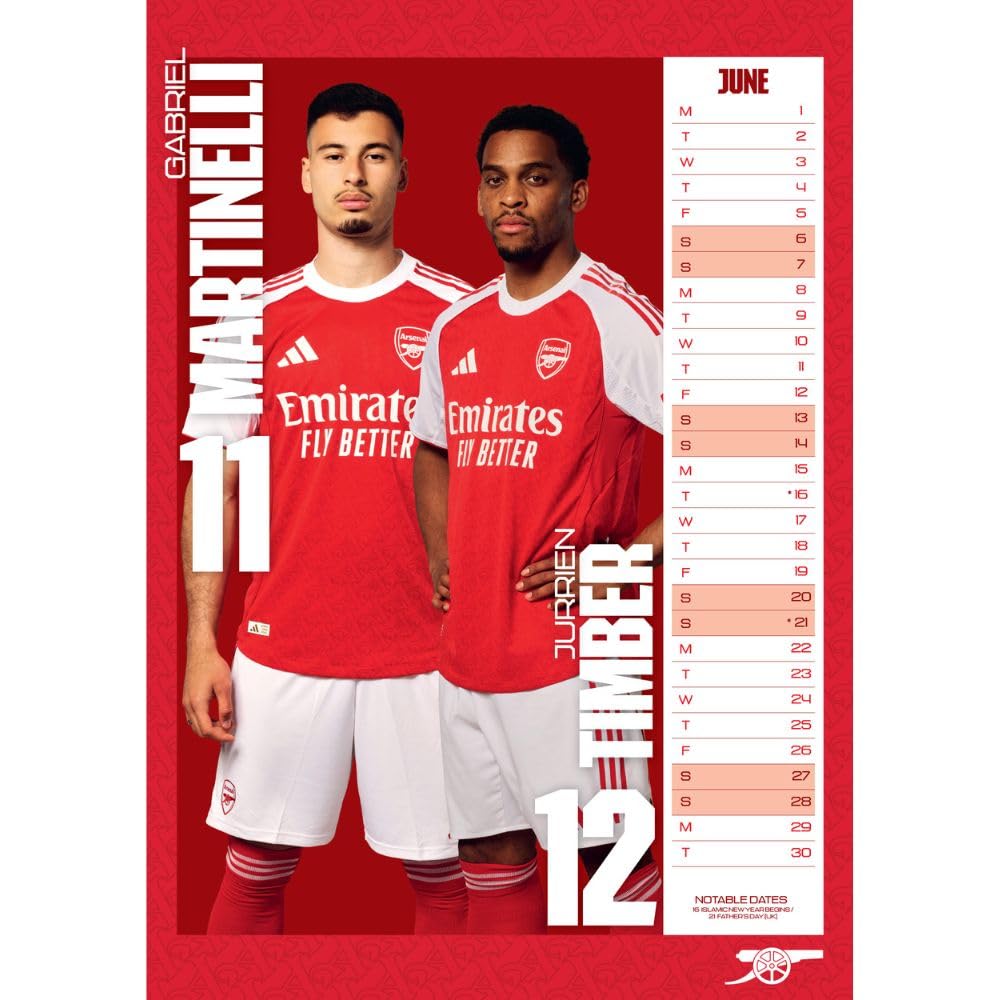 Arsenal FC A3 Calendar 2026: 2 - Calendars By Arsenal