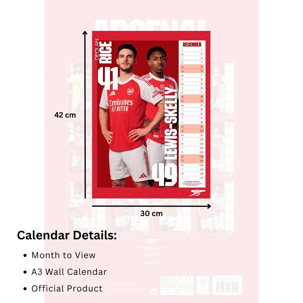 Arsenal FC A3 Calendar 2026: 5 - Calendars By Arsenal