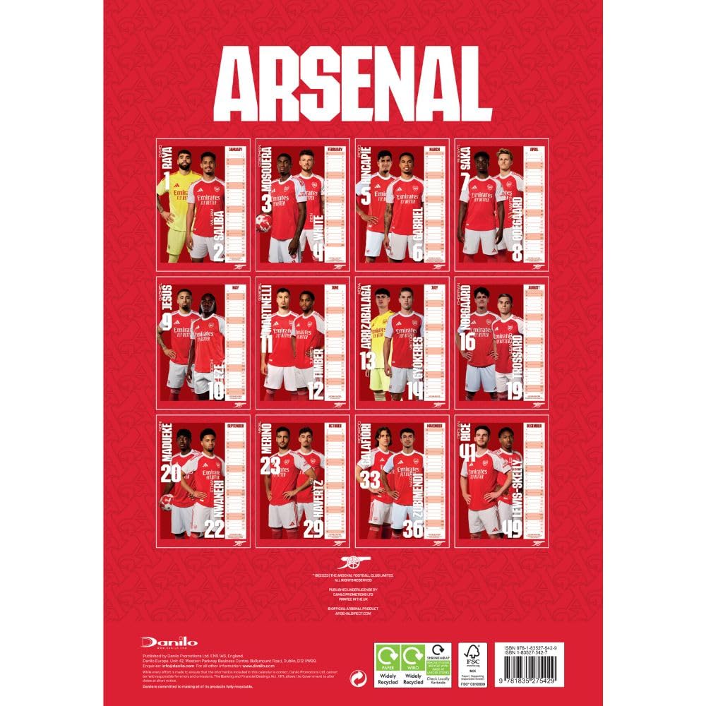 Arsenal FC A3 Calendar 2026: 4 - Calendars By Arsenal