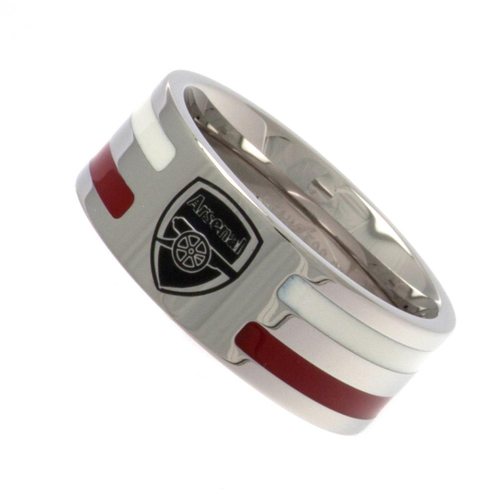 Arsenal FC Colour Stripe Ring Medium: 3 - Jewellery By Arsenal