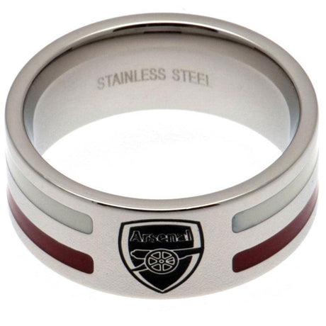 Arsenal FC Colour Stripe Ring Small: 2 - Jewellery By Arsenal