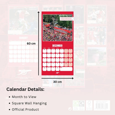 Arsenal FC Legends Square Calendar 2026: 6 - Calendars By Arsenal