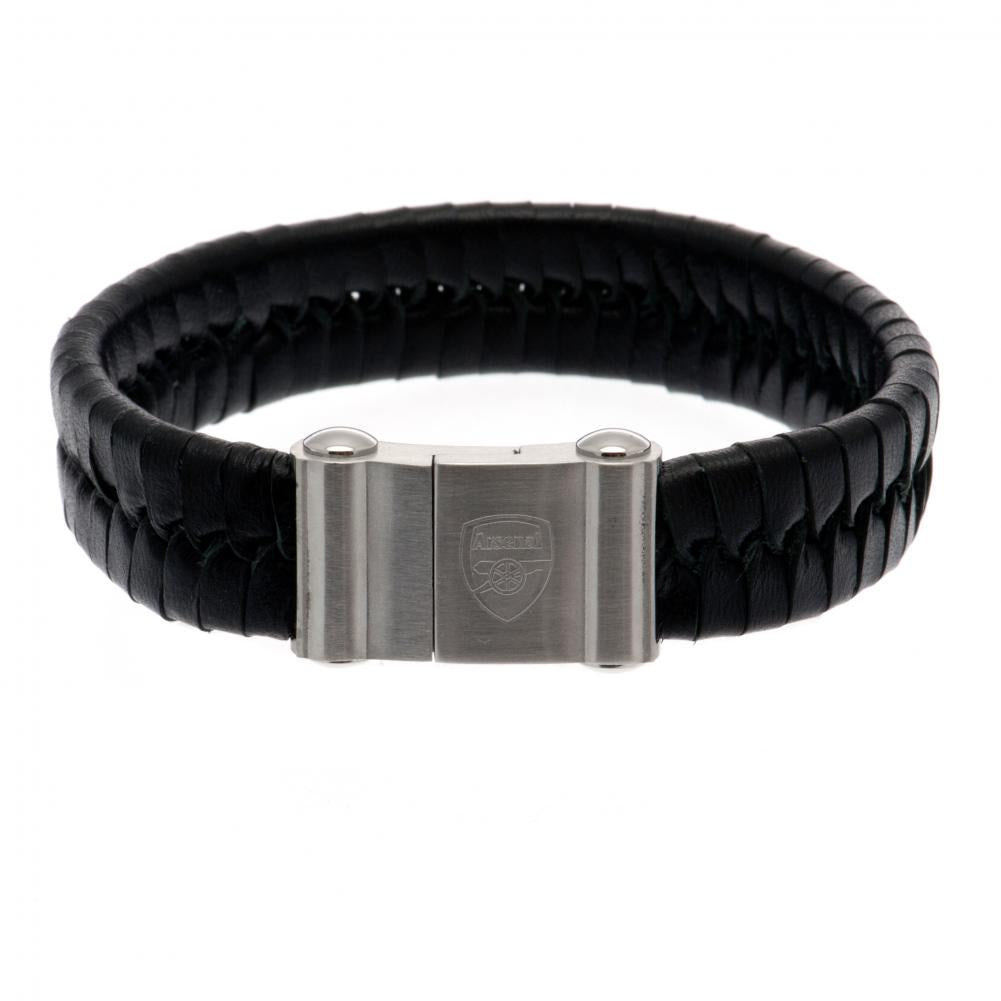 Arsenal FC Single Plait Leather Bracelet: 1 - Jewellery By Arsenal