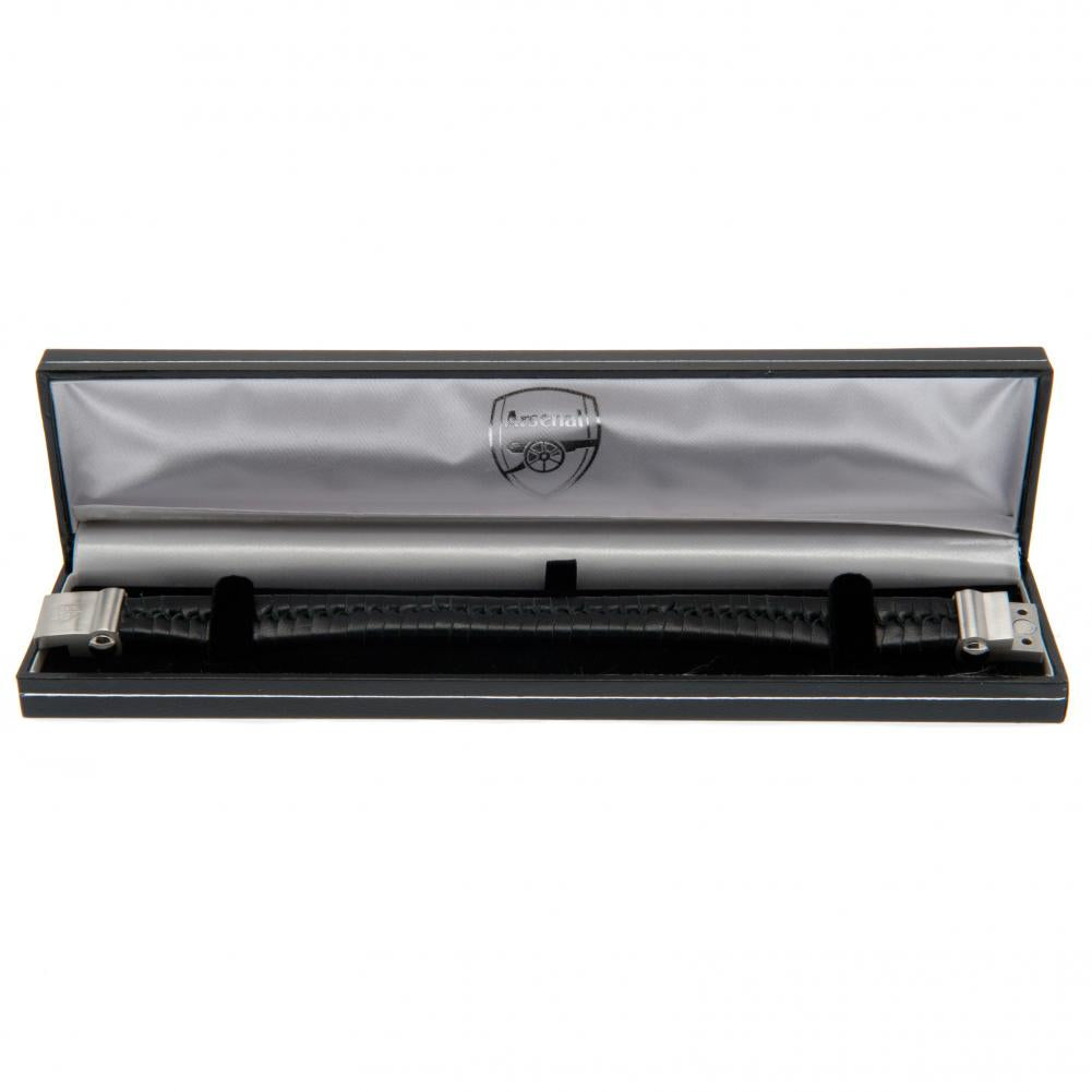 Arsenal FC Single Plait Leather Bracelet: 3 - Jewellery By Arsenal