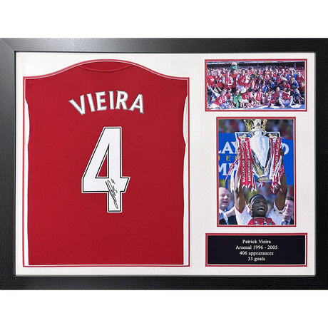 Framed Patrick Vieira Signed Arsenal Shirt: 1 - Signed Memorabilia By Arsenal