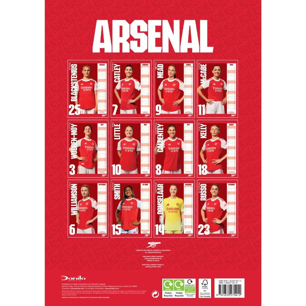 Arsenal WFC A3 Calendar 2026: 4 - Calendars By Arsenal