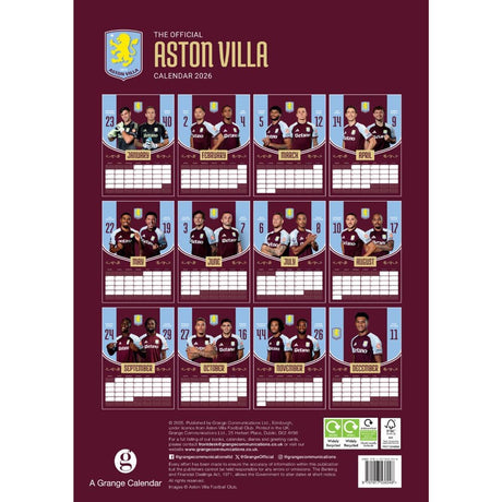 Aston Villa FC A3 Calendar 2026: 4 - Calendars By Aston Villa