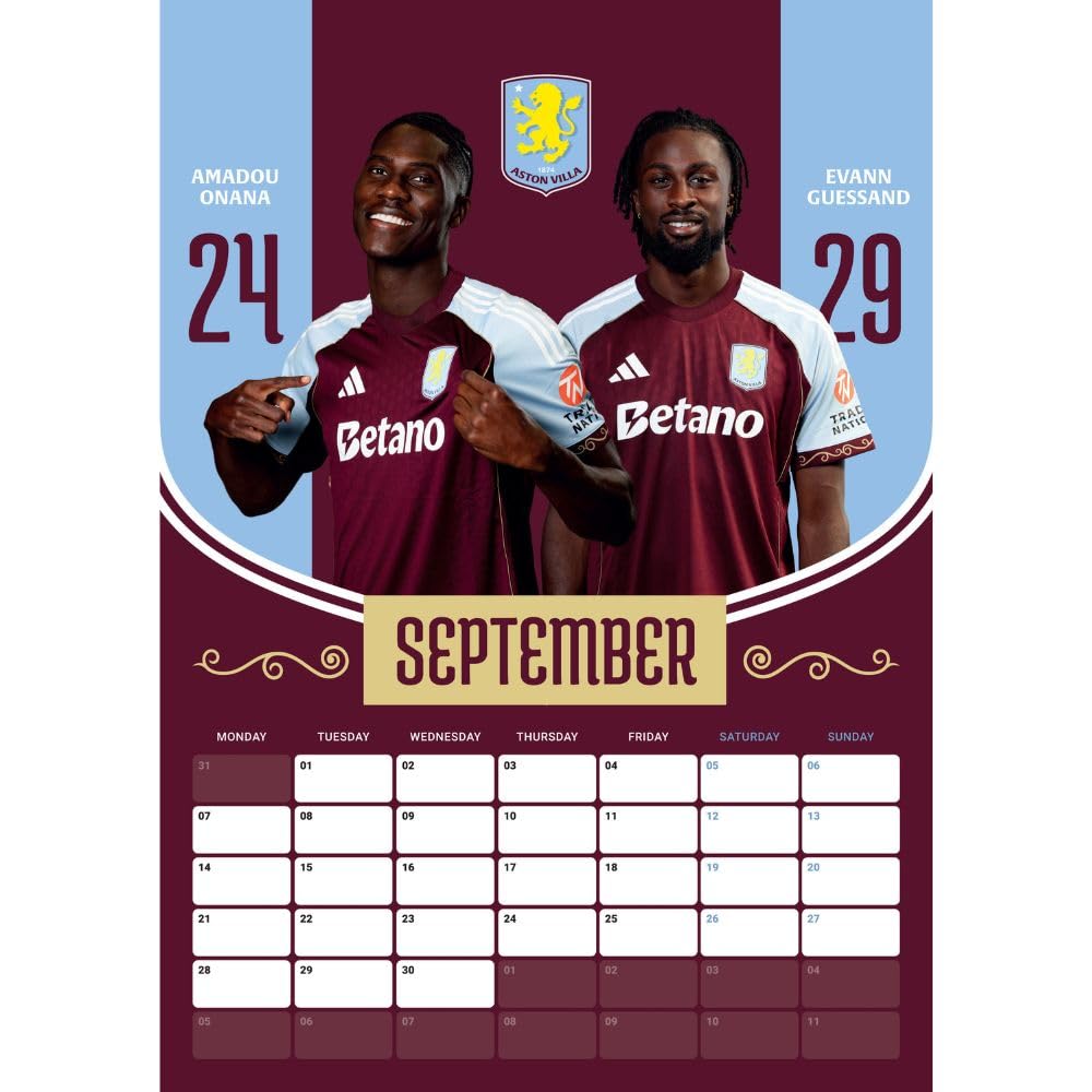 Aston Villa FC A3 Calendar 2026 - Shop Calendars At Gift Moments - 3