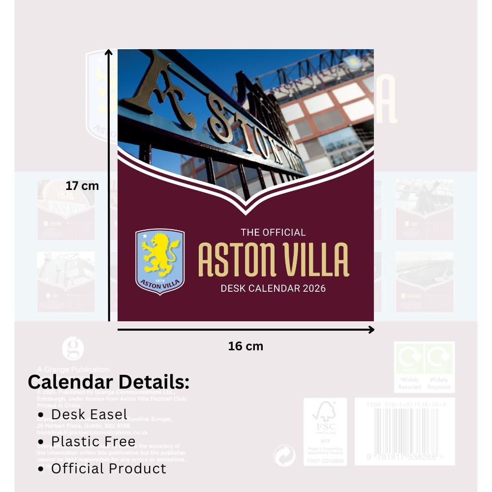 Aston Villa FC Desktop Calendar 2026: 5 - Calendars By Aston Villa