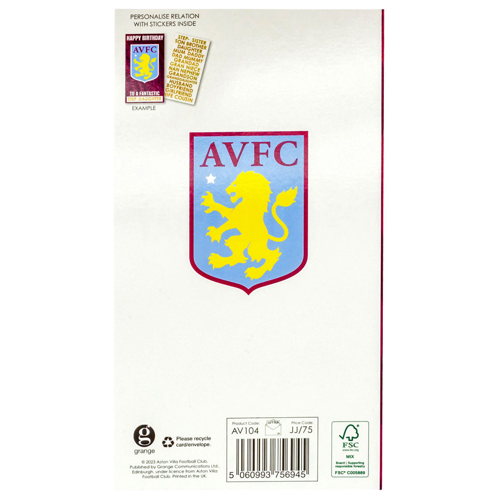 Aston Villa FC Personalised Birthday Card - Shop Greeting Cards At Gift Moments - 5